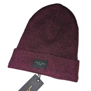 Rag & Bone Wine Addison Merino Wool Beanie Hat NWT